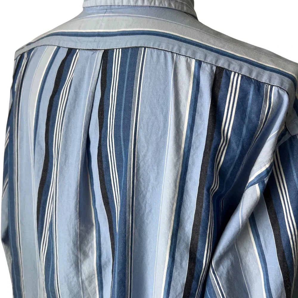 Vintage Polo Ralph Lauren Y2K Mens XL Classic Fit Blue Striped Button Down Shirt